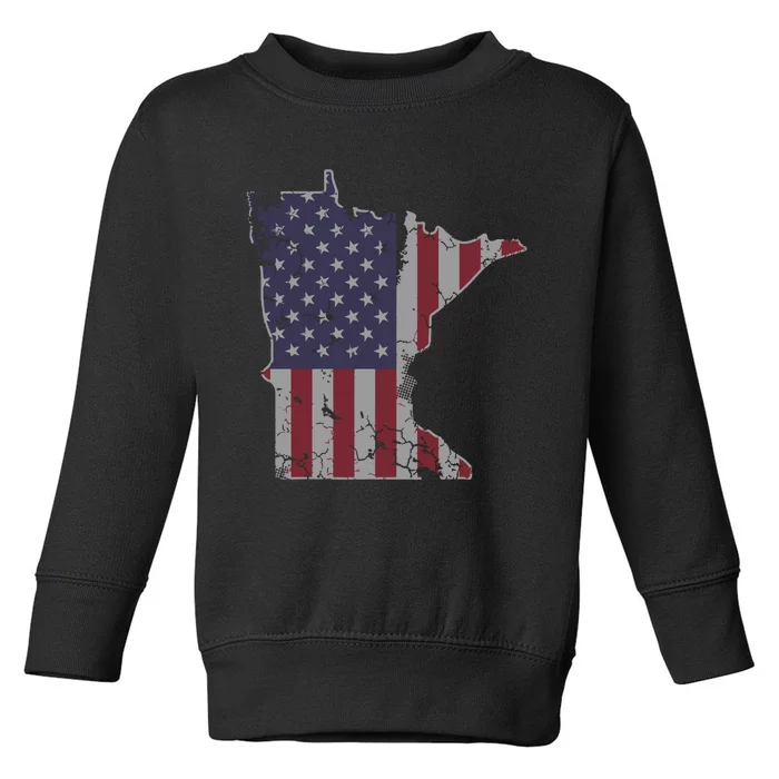 Minnesota American Flag 4th Of July Toddler Sweatshirt