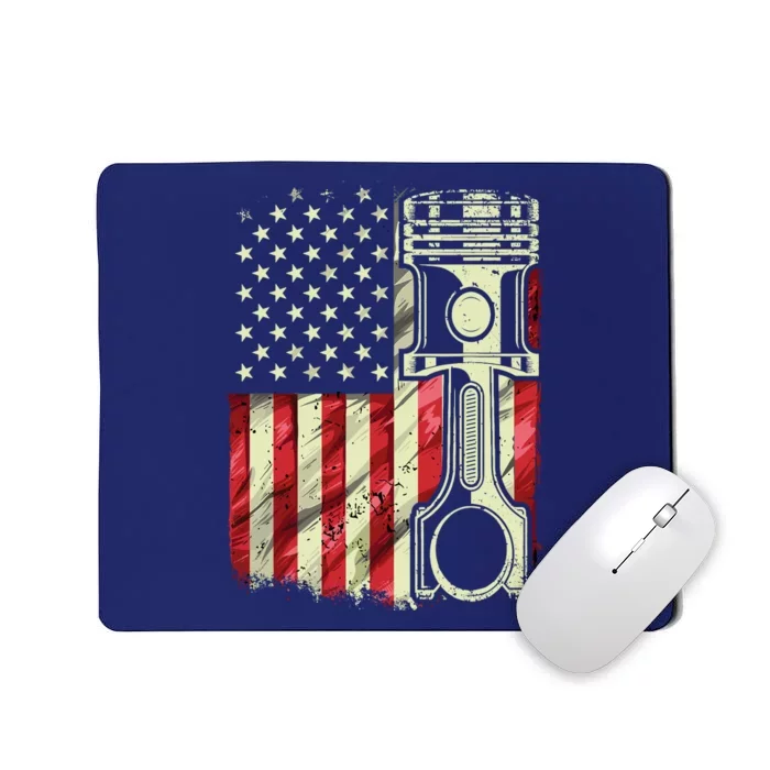 Mechanic American Flag Piston Muscle Car Patriotic Vintage Mousepad