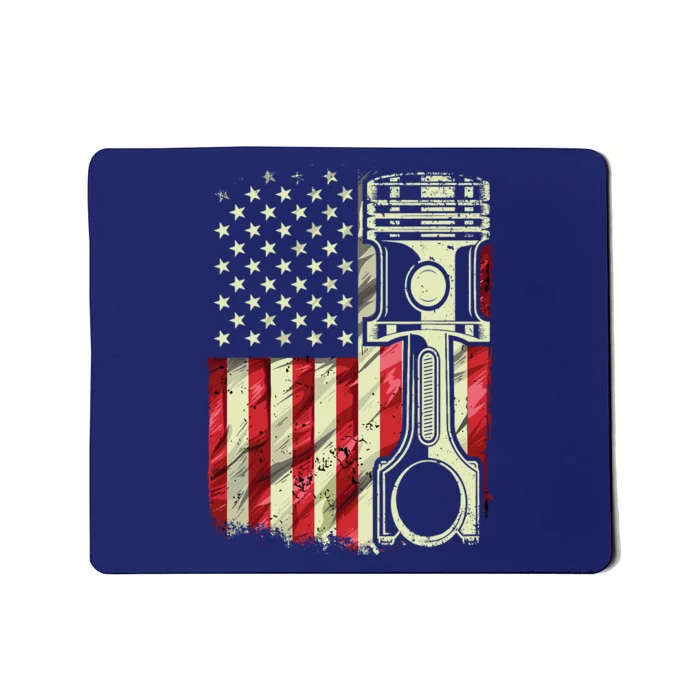 Mechanic American Flag Piston Muscle Car Patriotic Vintage Mousepad