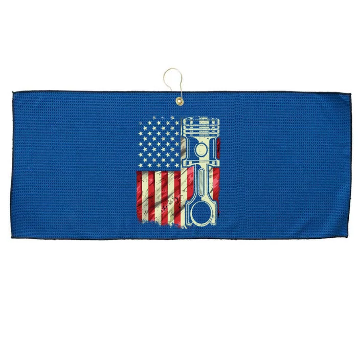 Mechanic American Flag Piston Muscle Car Patriotic Vintage Large Microfiber Waffle Golf Towel