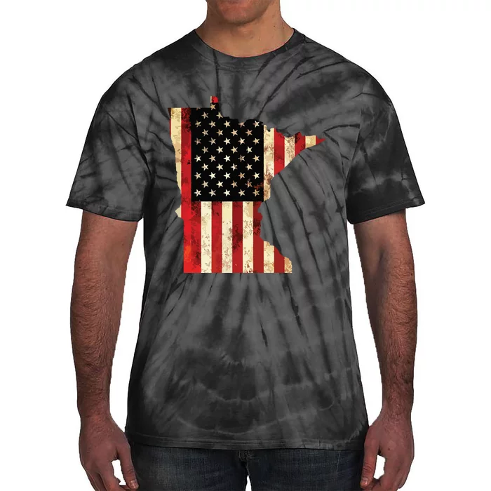 Minnesota American Flag Stars And Stripes Tie-Dye T-Shirt