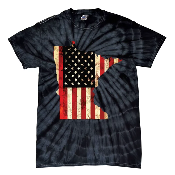 Minnesota American Flag Stars And Stripes Tie-Dye T-Shirt