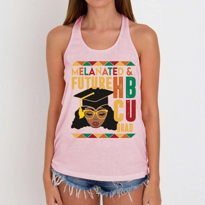 Melanated And Future Hbcu Grad African Hbcu Black History Gift Women's Knotted Racerback Tank