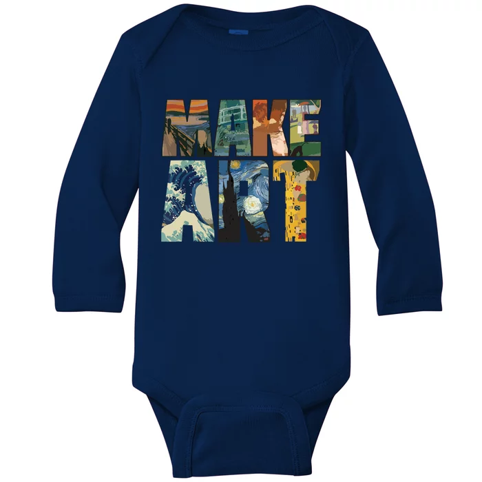 MAKE ART | Funny Artist Artistic Humor Painting Cool Baby Long Sleeve Bodysuit