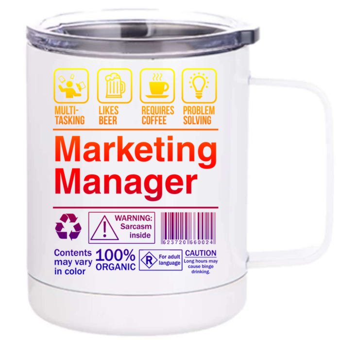 Marketing Ager Funny Sarcastic Label Gift Front & Back 12oz Stainless Steel Tumbler Cup