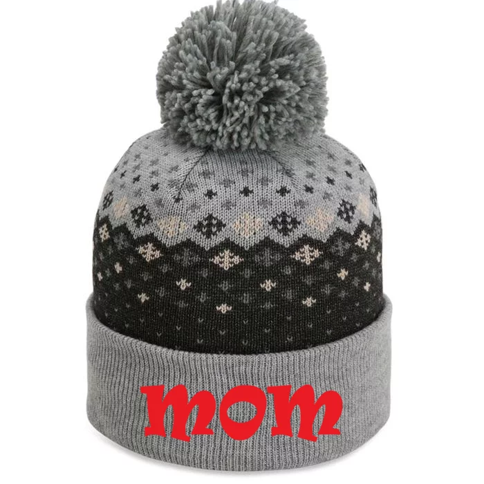 Mom A Fun And Simple Declaration Of Motherhood Status Funny Gift The Baniff Cuffed Pom Beanie