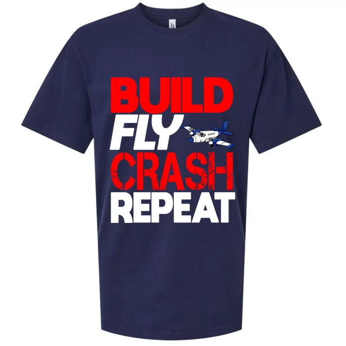 Model Airplane Funny Hobby Christmas Gift Build Crash Repeat Gift Sueded Cloud Jersey T-Shirt