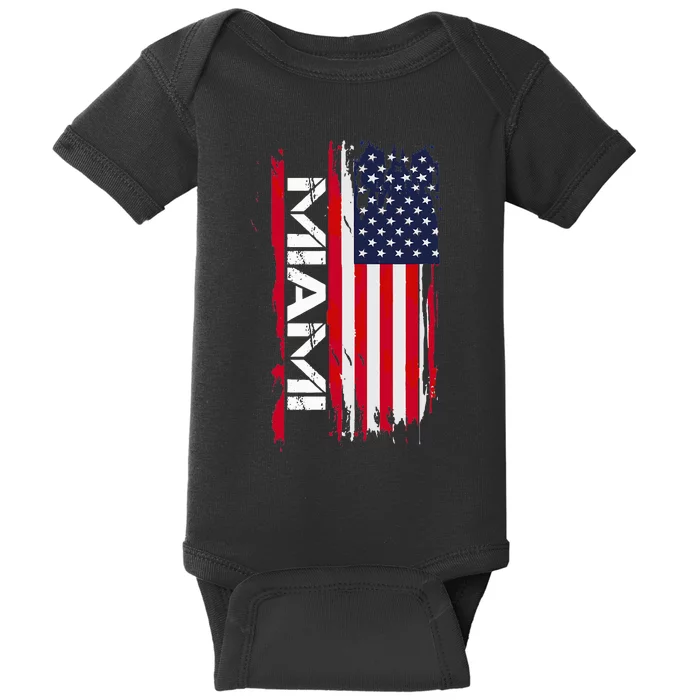 Miami America Flag Baby Bodysuit