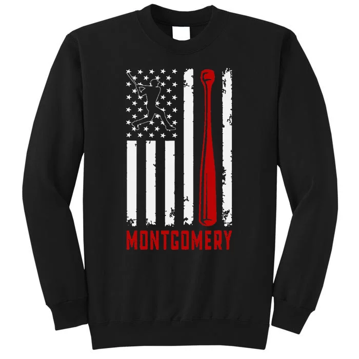 Montgomery American Flag Baseball Lover Usa Montgomery Tall Sweatshirt