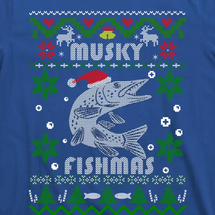 Muskie Angler Fishmas Musky Fishing Funny Gift Ugly Christmas Gift T-Shirt