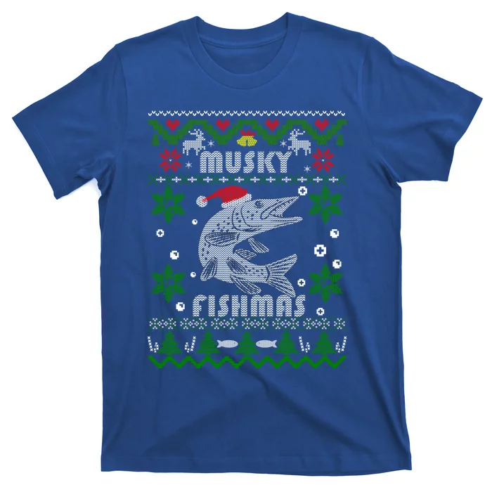 Muskie Angler Fishmas Musky Fishing Funny Gift Ugly Christmas Gift T-Shirt