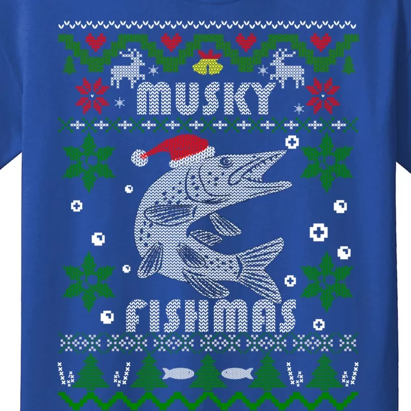 Muskie Angler Fishmas Musky Fishing Funny Gift Ugly Christmas Gift Kids T-Shirt