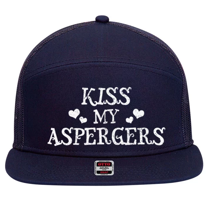 My Aspergers Funny Autism Awareness Month Gift 7 Panel Mesh Trucker Snapback Hat