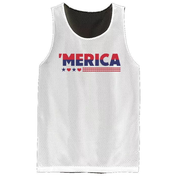 Merica American Flag Stars Stripes Hearts Mesh Reversible Basketball Jersey Tank