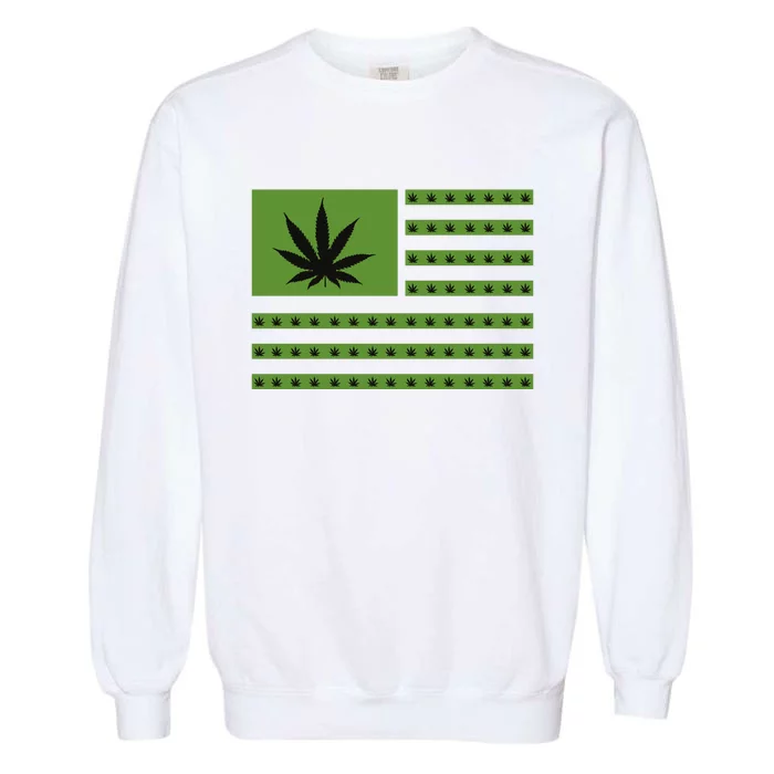 Marijuana American Flag Garment-Dyed Sweatshirt