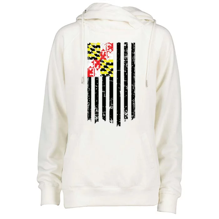 Maryland American Flag Womens Funnel Neck Pullover Hood