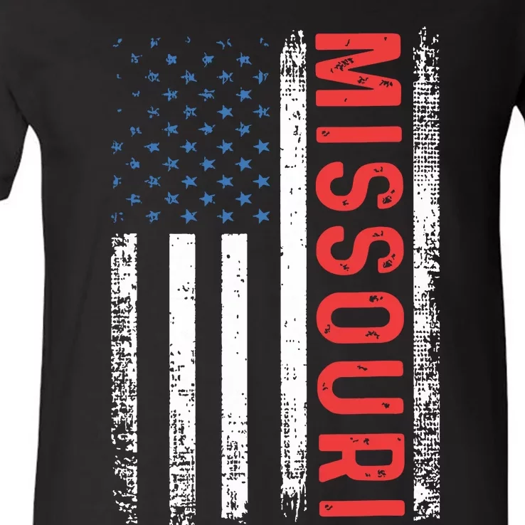 Missouri American Flag Pride Patriotic V-Neck T-Shirt