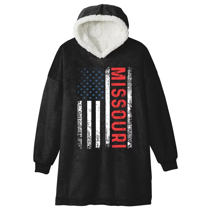 Missouri American Flag Pride Patriotic Hooded Wearable Blanket