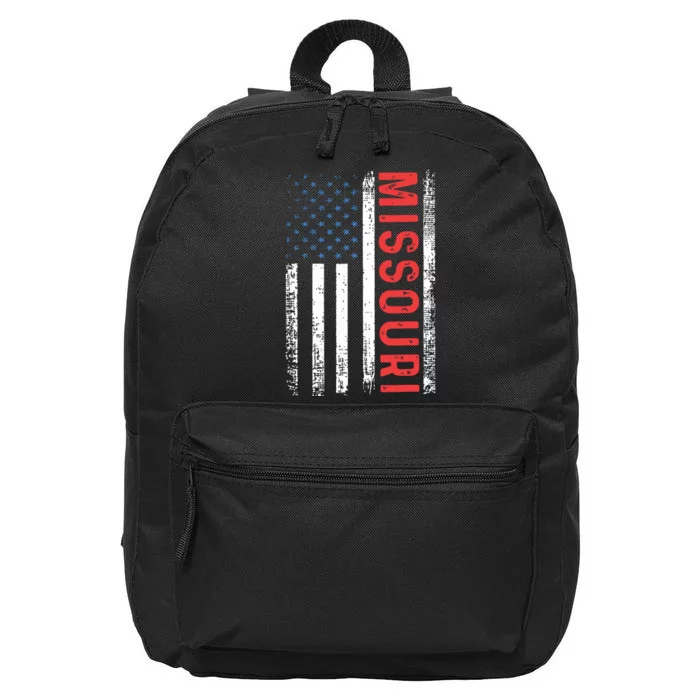 Missouri American Flag Pride Patriotic 16 in Basic Backpack