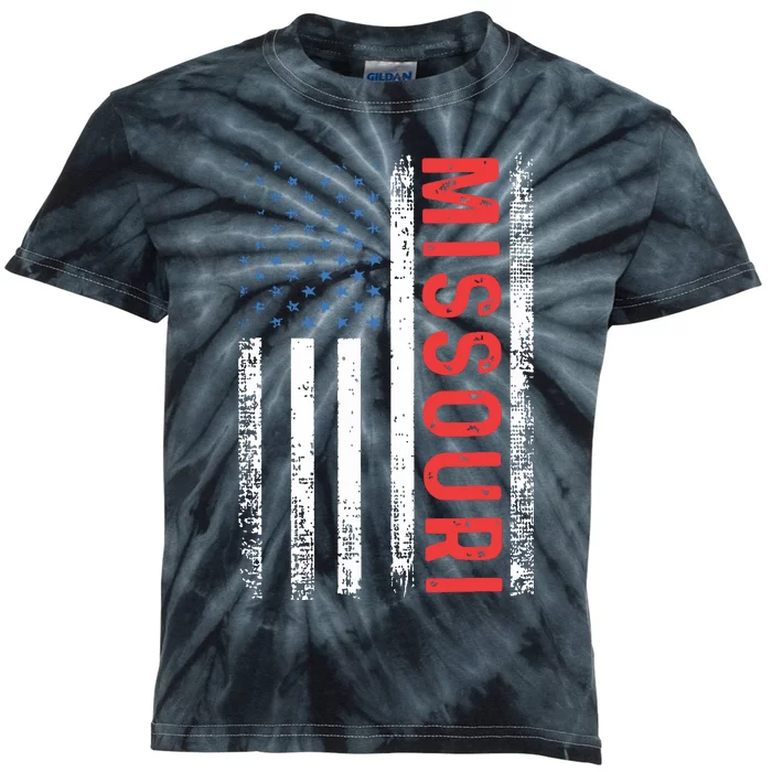 Missouri American Flag Pride Patriotic Kids Tie-Dye T-Shirt