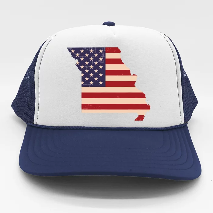 Missouri American Flag Vintage Trucker Hat