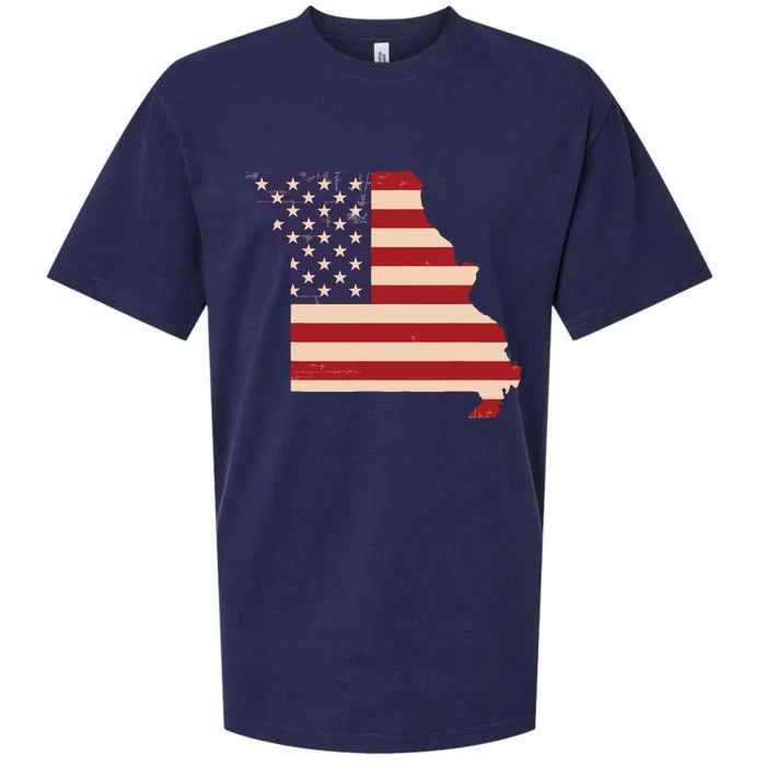 Missouri American Flag Vintage Sueded Cloud Jersey T-Shirt