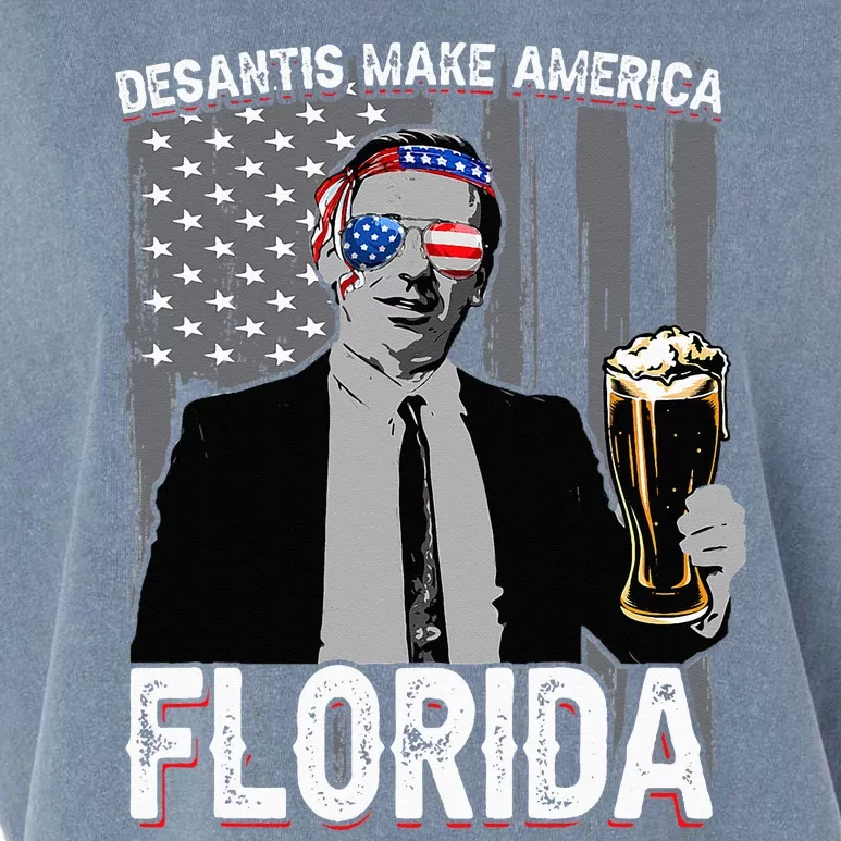 make america florida desantis 2024 election 4th of july beer Garment-Dyed Women's Muscle Tee