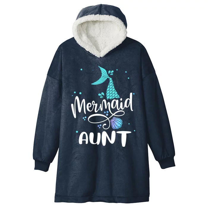 Mermaid Aunt Funny Aunt Family Matching Party Squad Gift Hooded Wearable Blanket