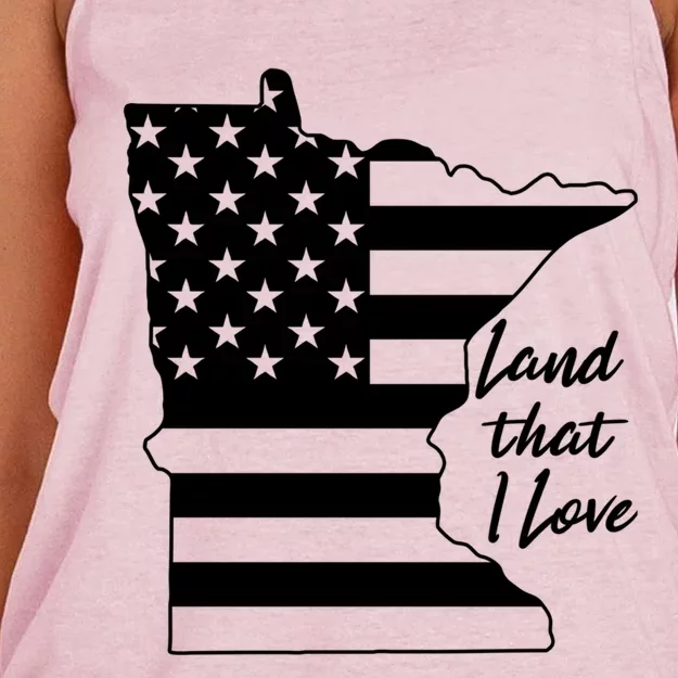 Minnesota American Flag Land That I Love Gift Women's Knotted Racerback Tank