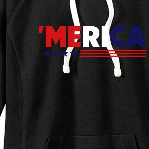 Merica American Flag Celebrate 4th Of July Patriotic Women's Fleece Hoodie