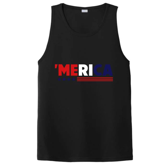 Merica American Flag Celebrate 4th Of July Patriotic Performance Tank