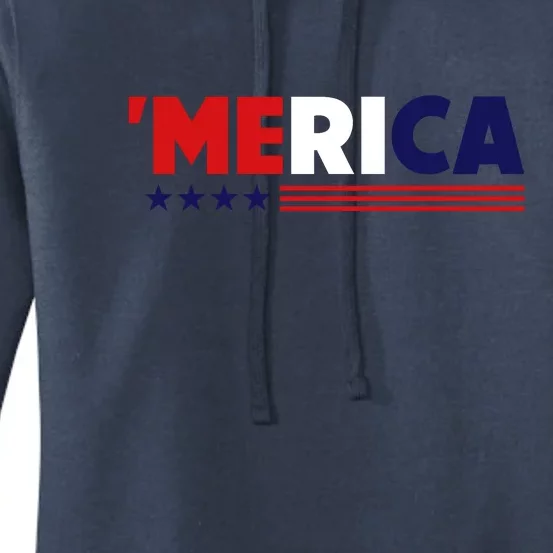 Merica American Flag Celebrate 4th Of July Patriotic Women's Pullover Hoodie