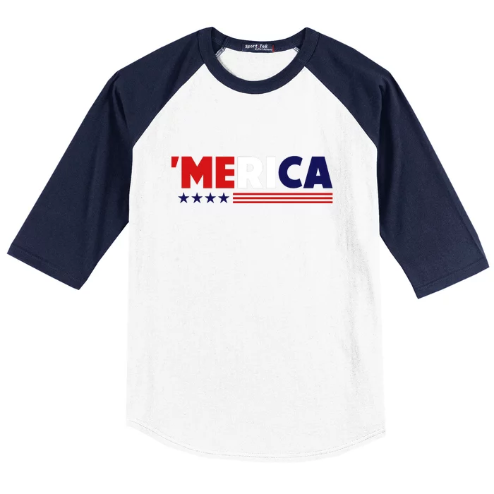 Merica American Flag Celebrate 4th Of July Patriotic Baseball Sleeve Shirt