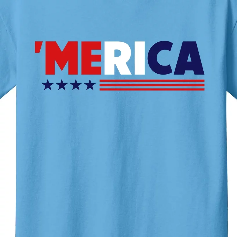 Merica American Flag Celebrate 4th Of July Patriotic Kids T-Shirt