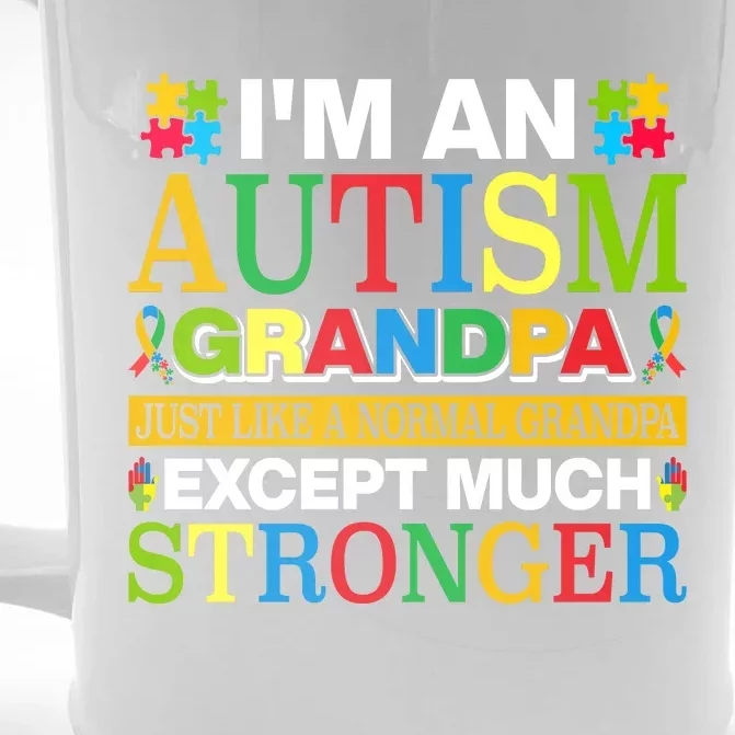 Motivational Autism Grandpa Autism Awareness Slogan Autism Advocacy Front & Back Beer Stein