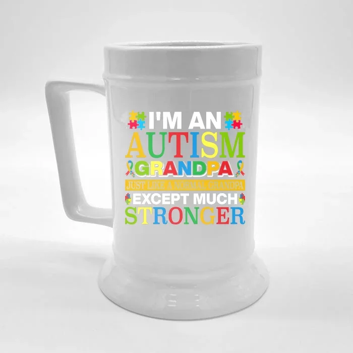 Motivational Autism Grandpa Autism Awareness Slogan Autism Advocacy Front & Back Beer Stein