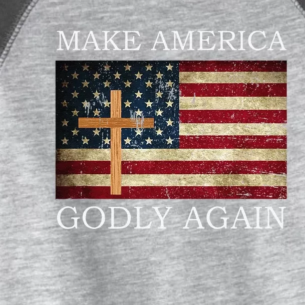 Make America Godly Again American Flag Cross Jesus Toddler Fine Jersey T-Shirt