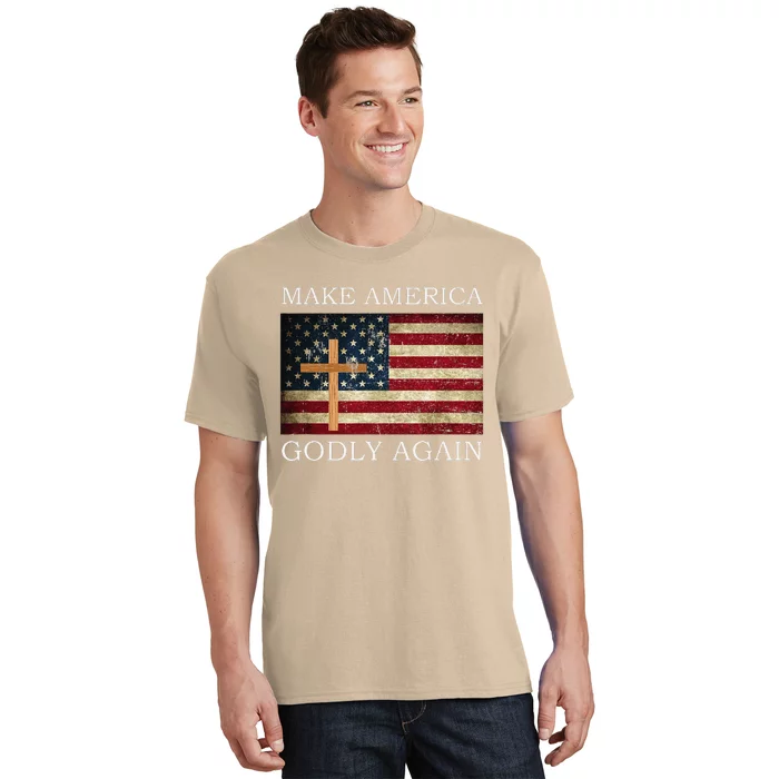 Make America Godly Again American Flag Cross Jesus T-Shirt