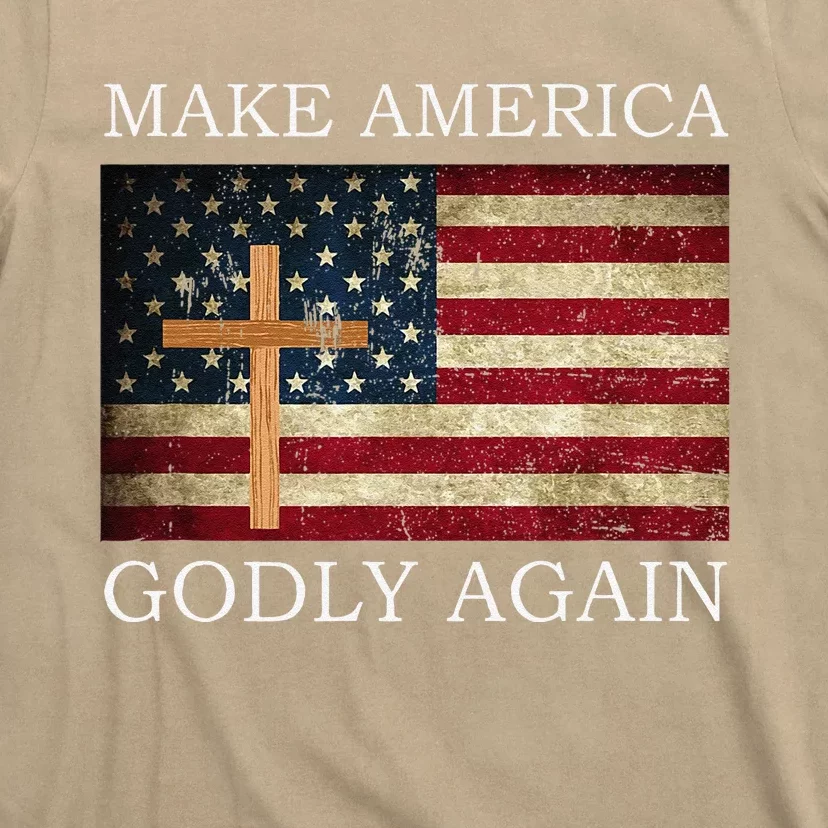 Make America Godly Again American Flag Cross Jesus T-Shirt