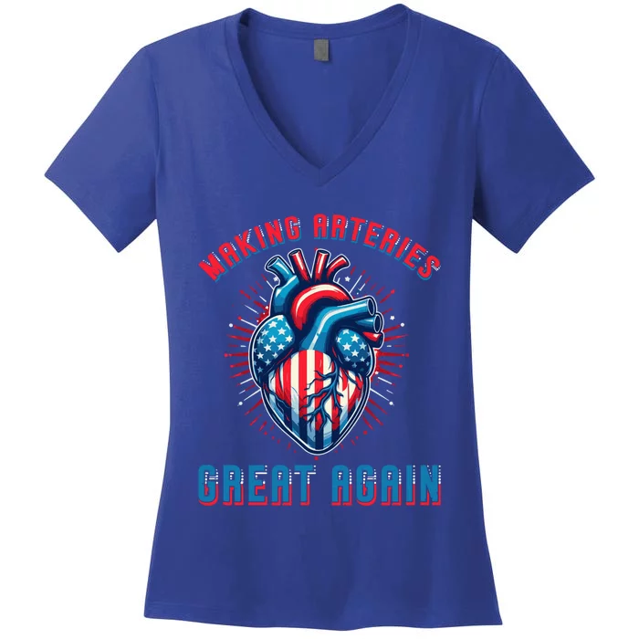 Making Arteries Great Again: Funny Cardiology Gift Women's V-Neck T-Shirt