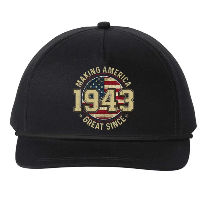 Making America Great Since 1943 Vintage Gifts 80th Birthday Snapback Five-Panel Rope Hat