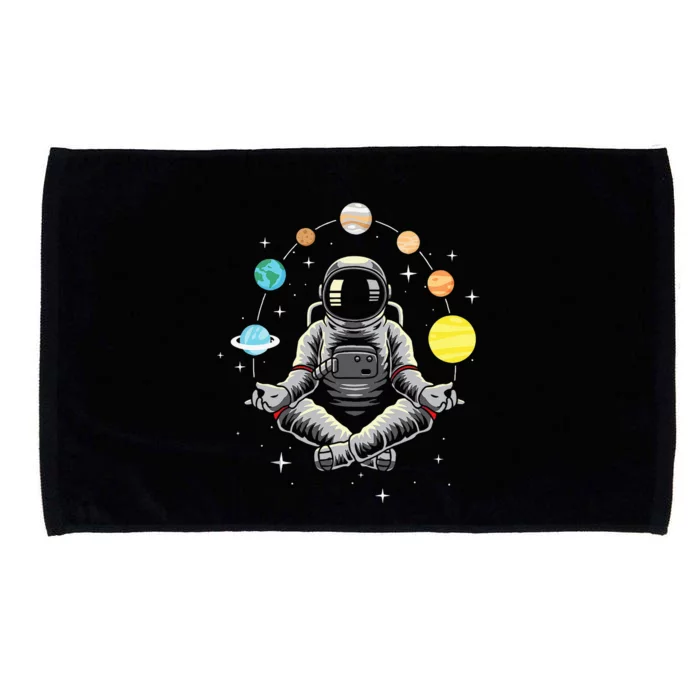 Meditating Astronaut Galaxy Spaceman Astronomer Cosmos Microfiber Hand Towel