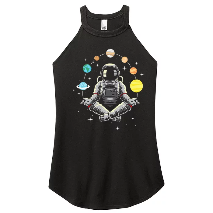 Meditating Astronaut Galaxy Spaceman Astronomer Cosmos Women’s Perfect Tri Rocker Tank