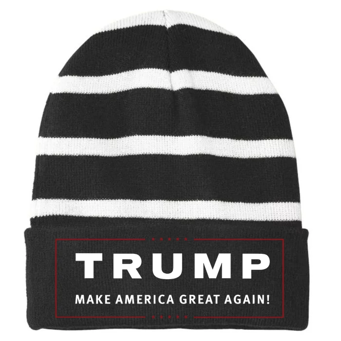 Make America Great Again Striped Beanie with Solid Band