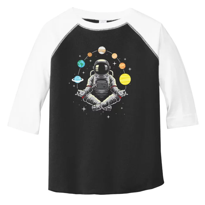 Meditating Astronaut Galaxy Spaceman Astronomer Cosmos Toddler Fine Jersey T-Shirt