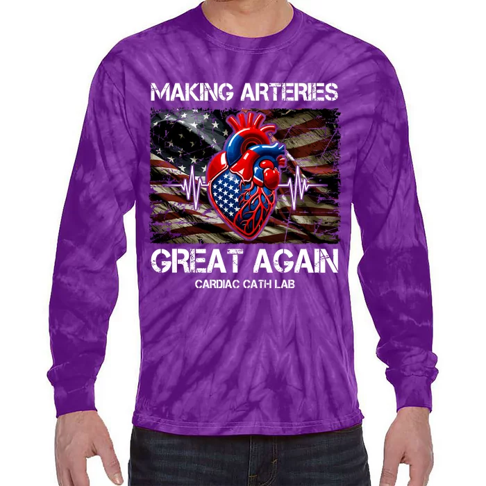 Making Arteries Great Again Cardiac Cath Lab Tie-Dye Long Sleeve Shirt