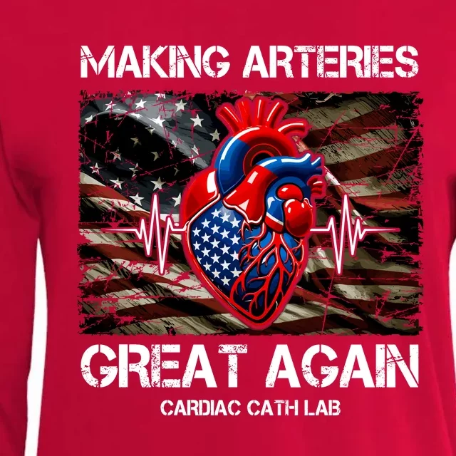 Making Arteries Great Again Cardiac Cath Lab Womens Cotton Relaxed Long Sleeve T-Shirt