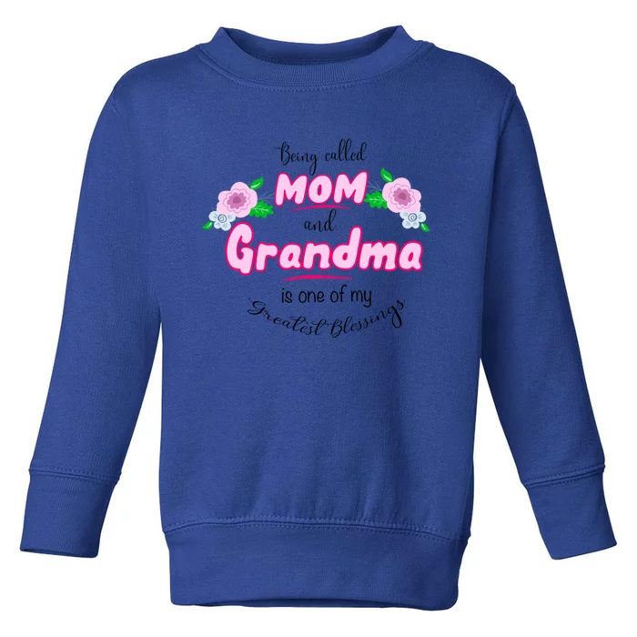 Mom And Grandma Blessinggift Family Quotegift Announcet Meaningful Gift Toddler Sweatshirt