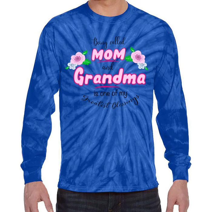 Mom And Grandma Blessinggift Family Quotegift Announcet Meaningful Gift Tie-Dye Long Sleeve Shirt