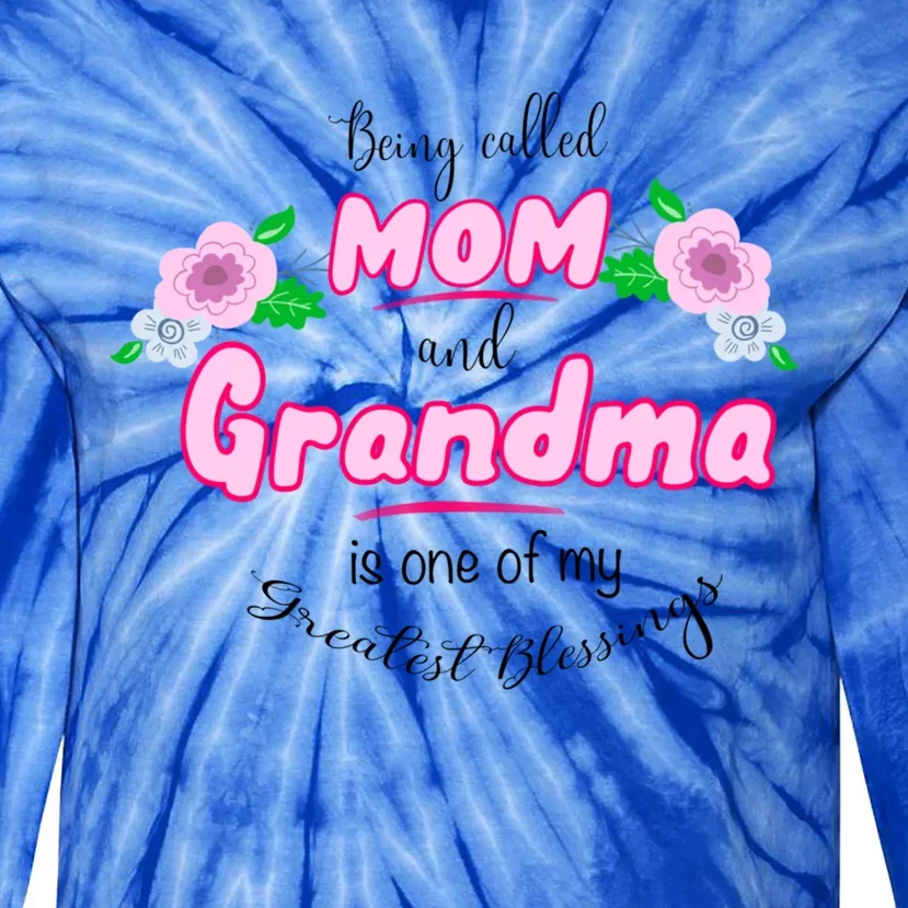 Mom And Grandma Blessinggift Family Quotegift Announcet Meaningful Gift Tie-Dye Long Sleeve Shirt